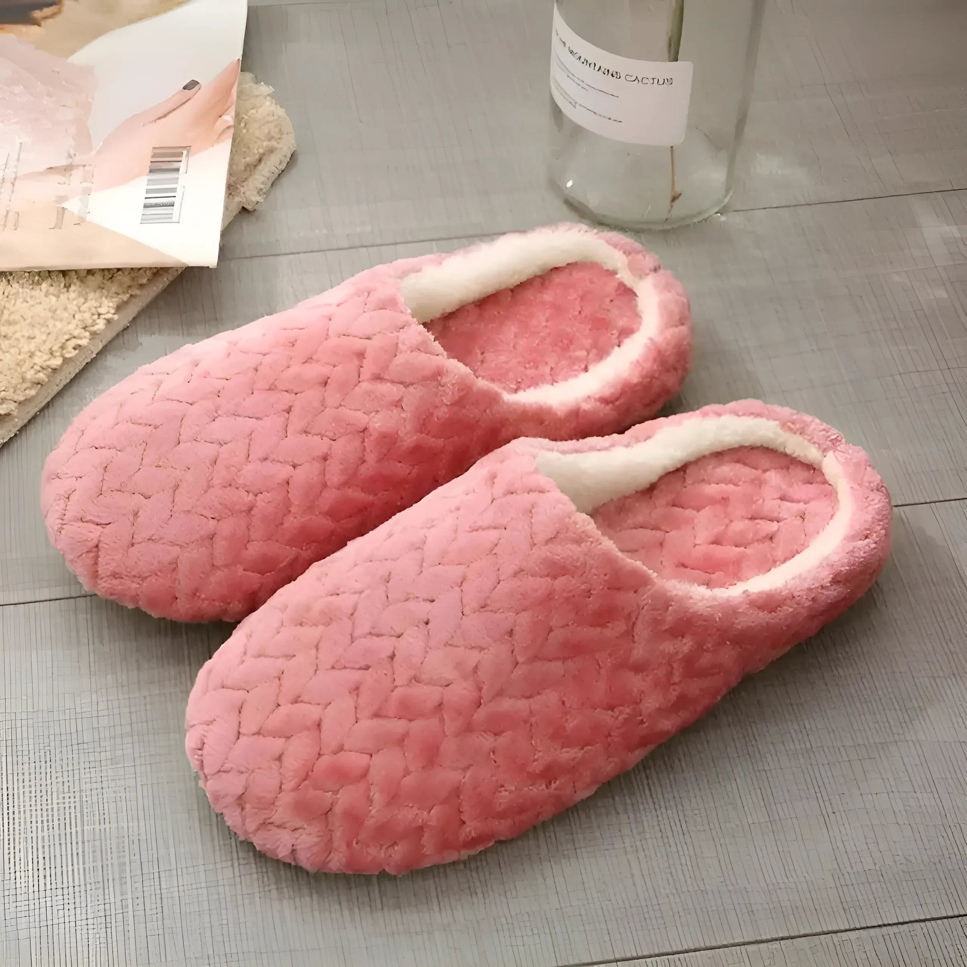 Dark Pink Woven Women's Slippers