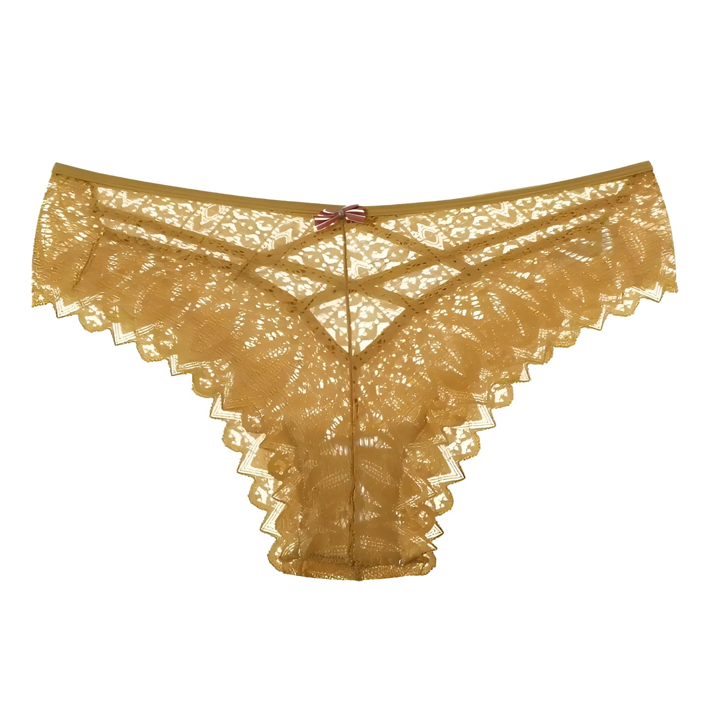 Dark Yellow Lace Briefs with Straps