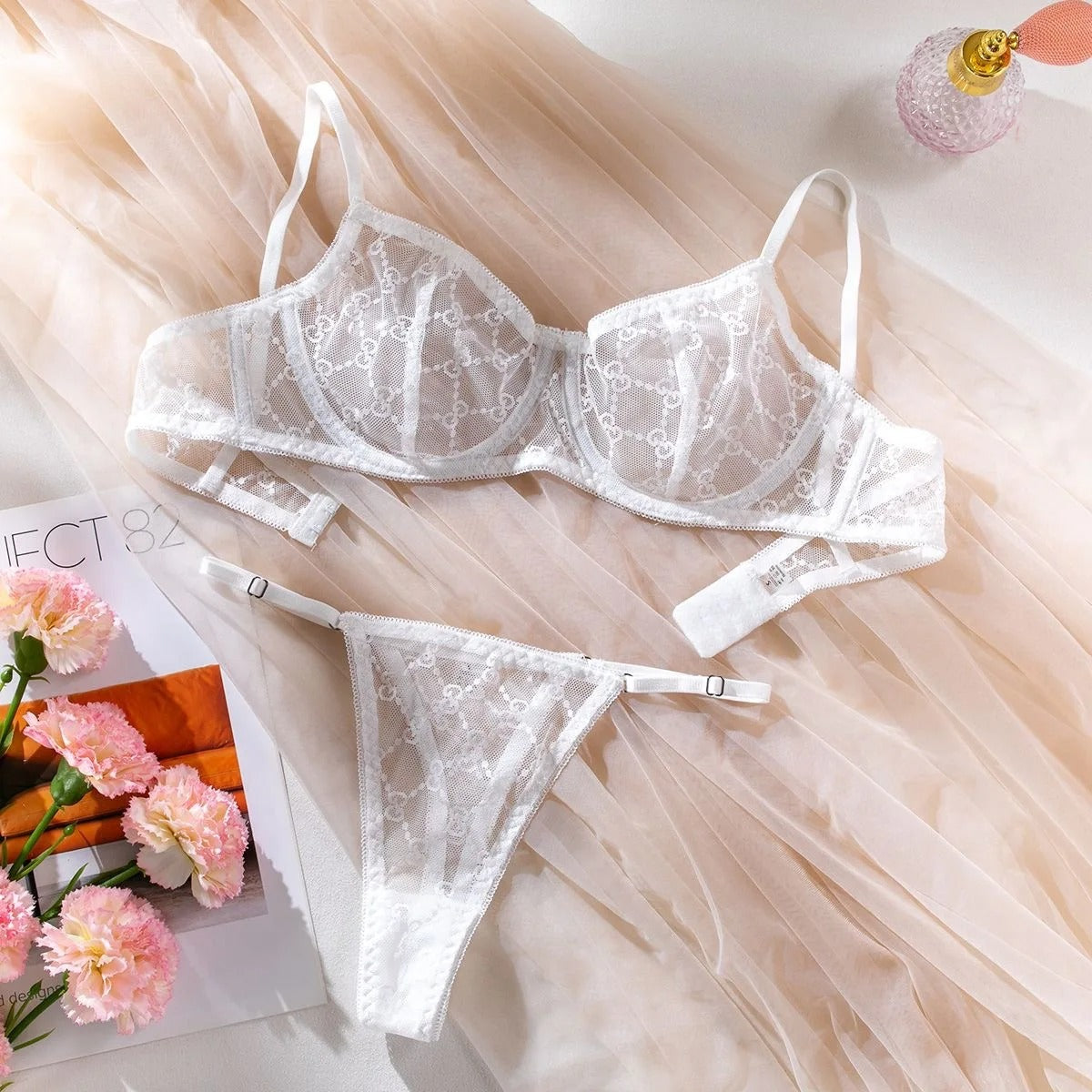 A set of lingerie with delicate mesh.