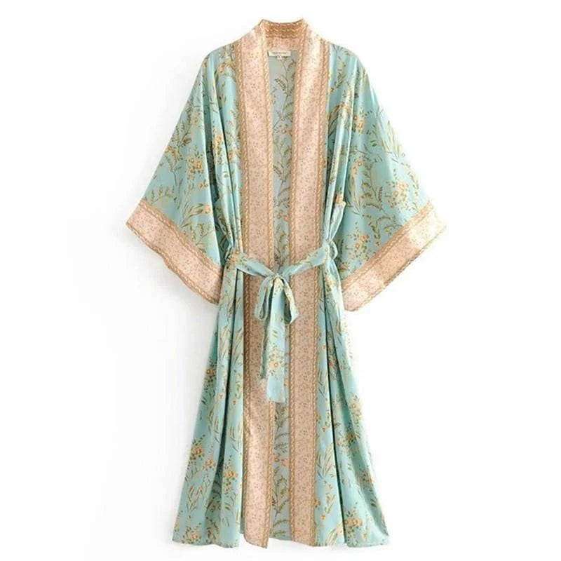 Embellished beach kimono - turquoise / universal