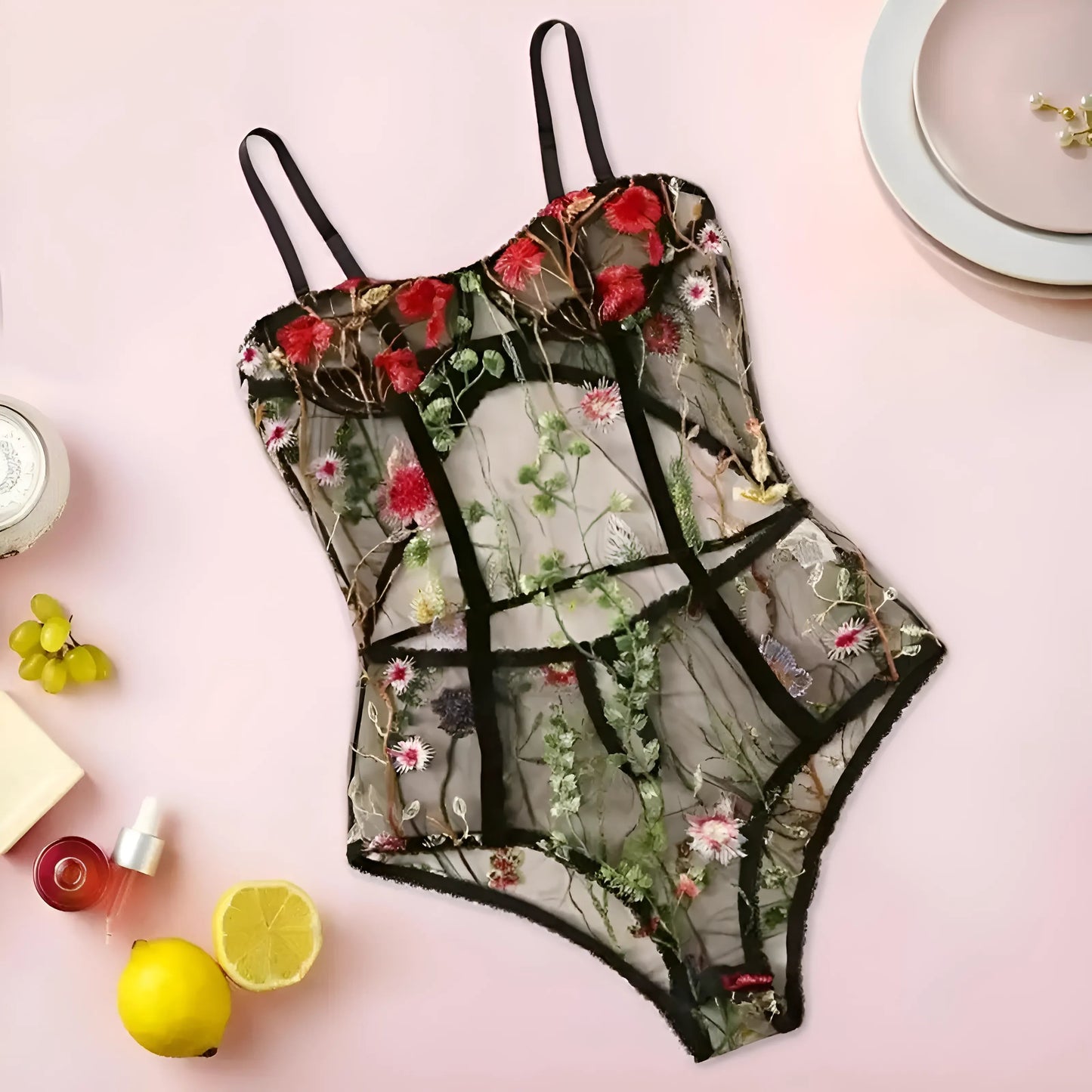  Floral Patterned Bodysuit