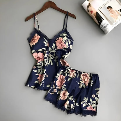  Floral Pyjama Set with Top and Shorts