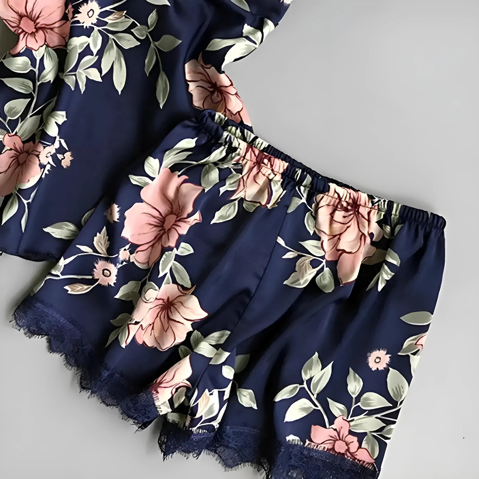  Floral Pyjama Set with Top and Shorts