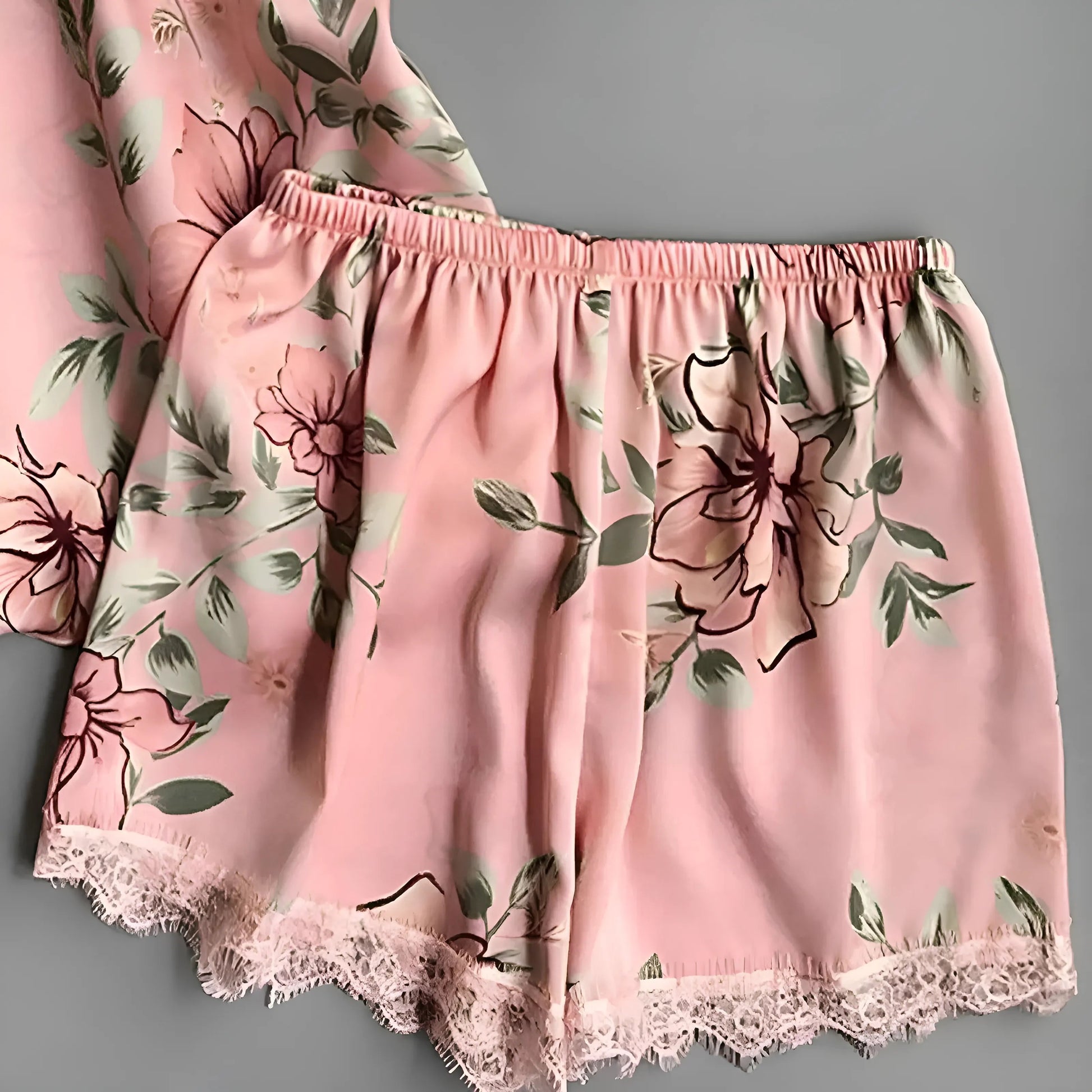  Floral Pyjama Set with Top and Shorts