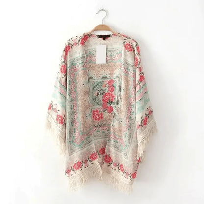 Fringed beach kimono