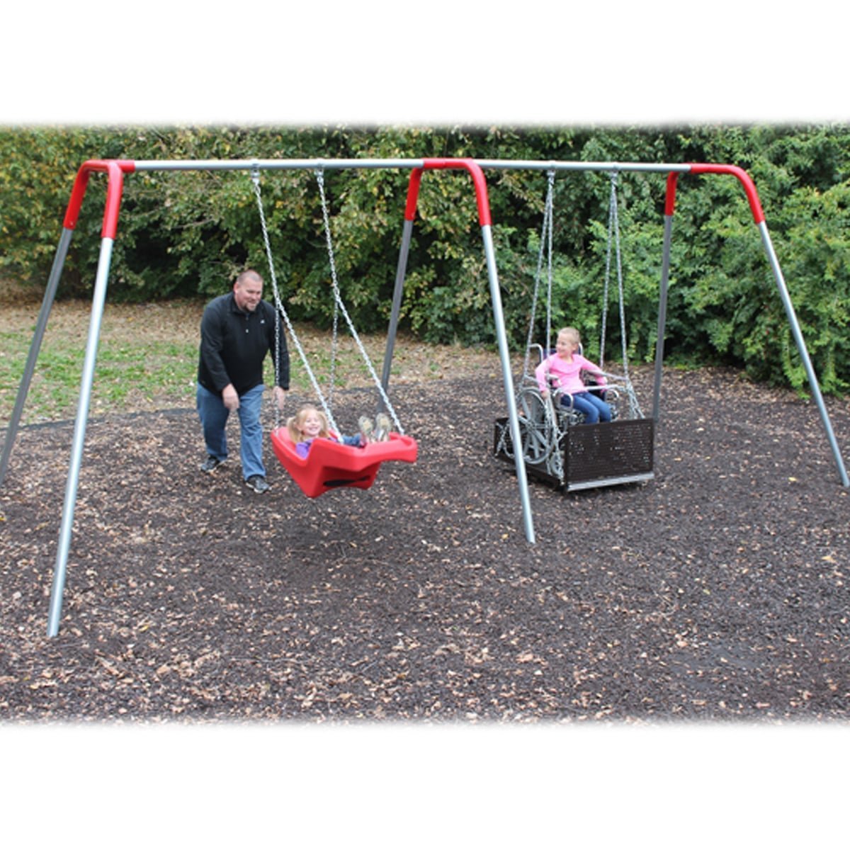 Heavy Duty ADA Swing Set, Frame with Molded Seat and ADA Platform