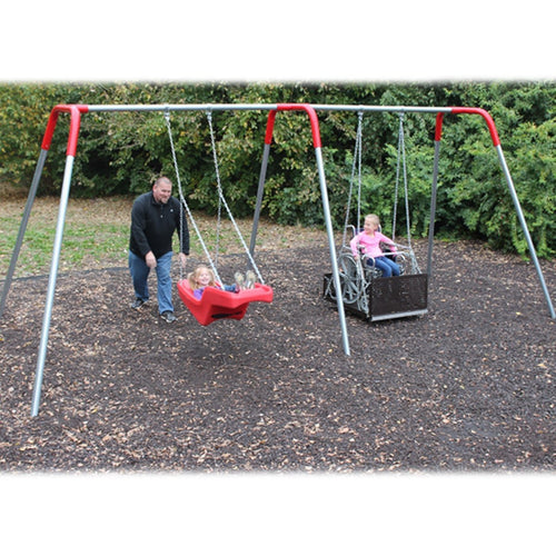 Heavy Duty ADA Swing Set, Frame with Molded Seat and ADA Platform