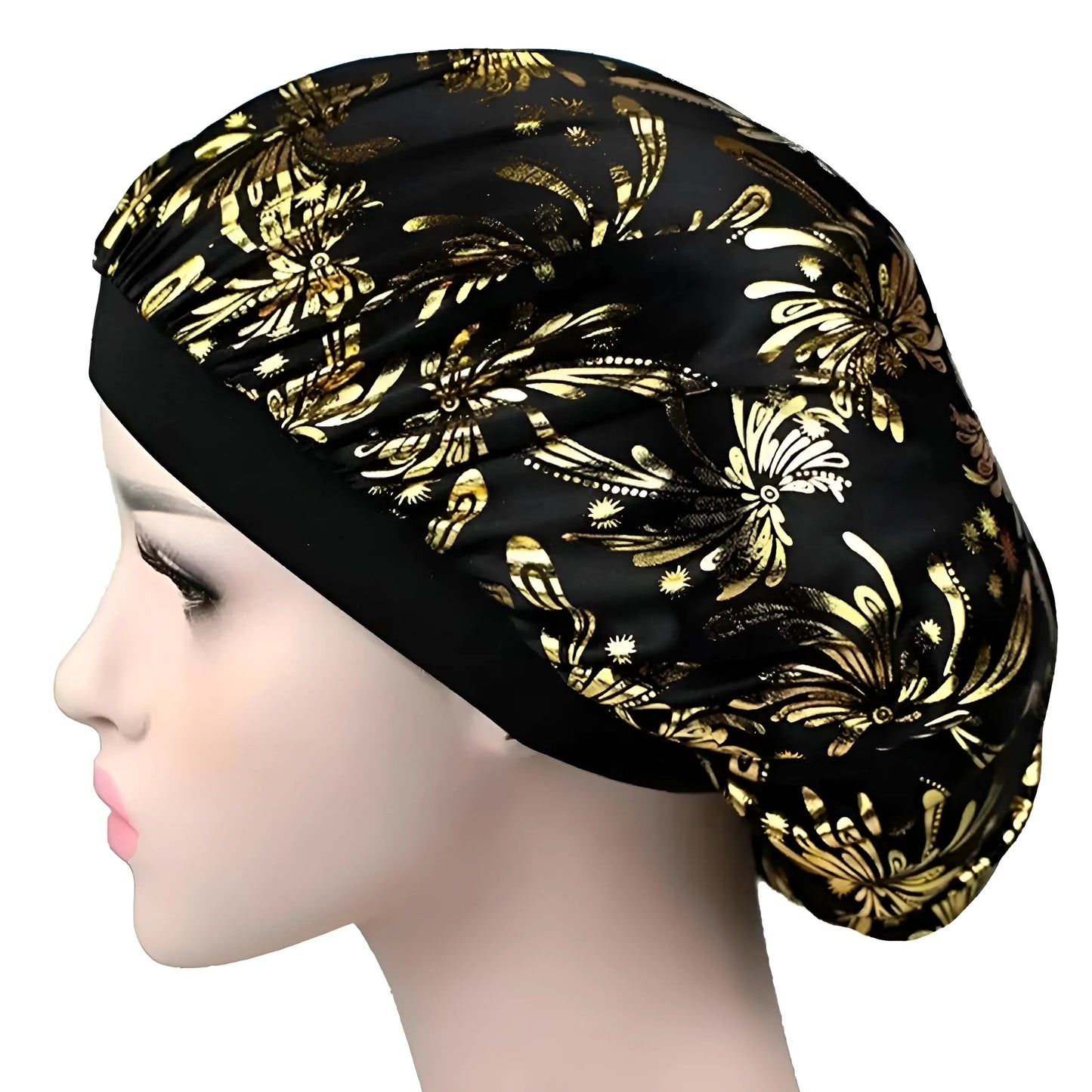 Gold Metallic Embellished Sleep Cap