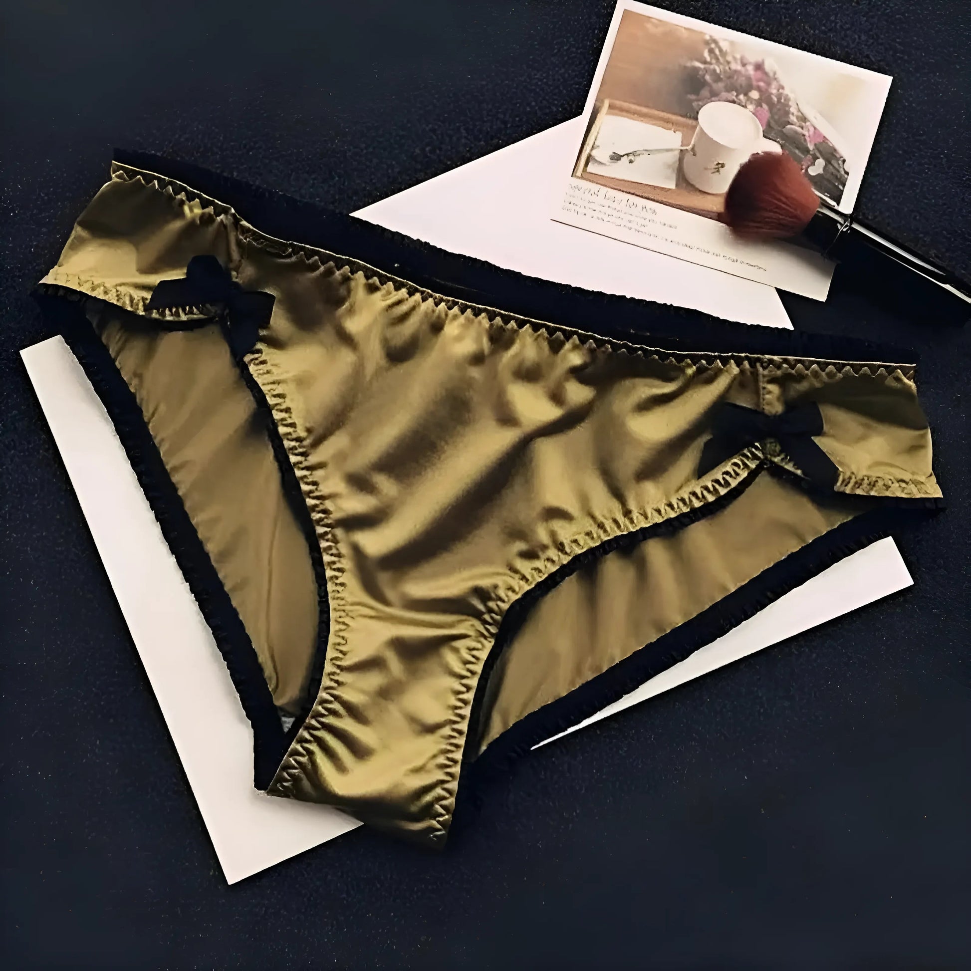 Gold Satin Knickers with Bows