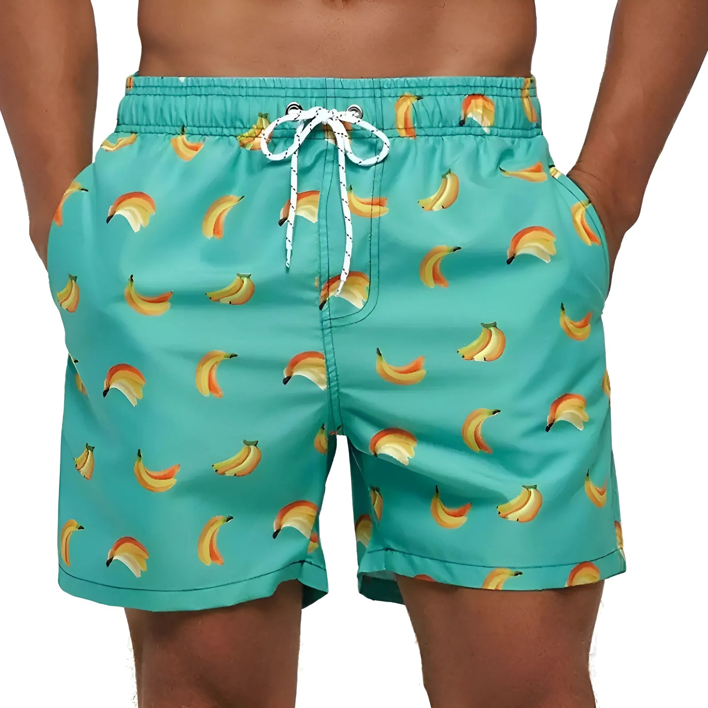 Green 1 Men's Swim Shorts with Fruit Print