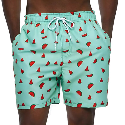 Green 2 Men's Swim Shorts with Fruit Print