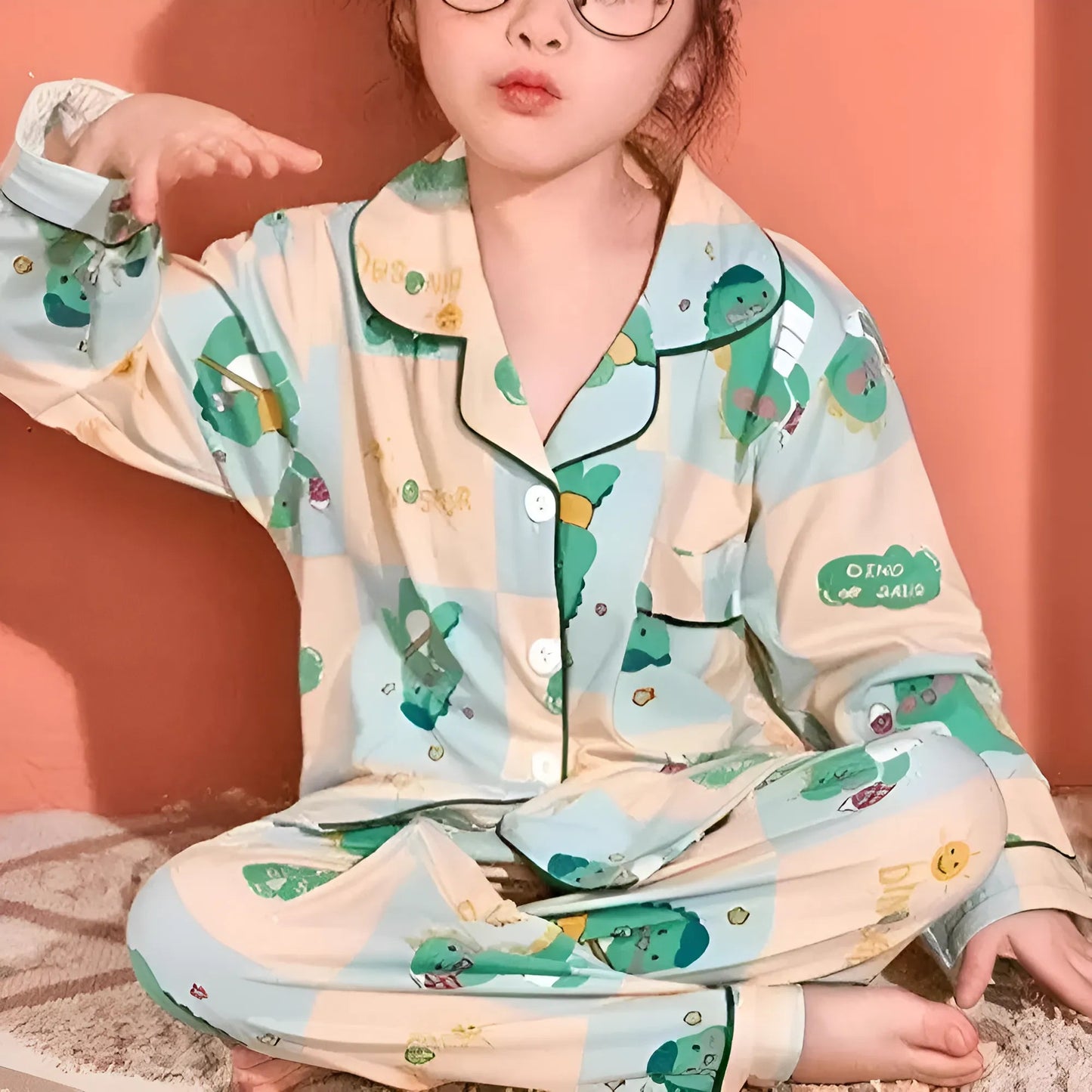 Green Children's Long Sleeve Pyjamas