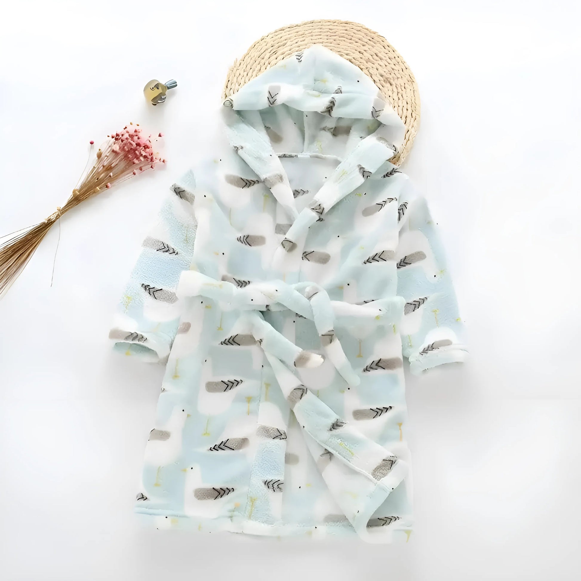 Green Children's Patterned Bathrobe