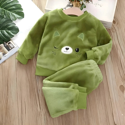 Green Children's Plush Pyjamas