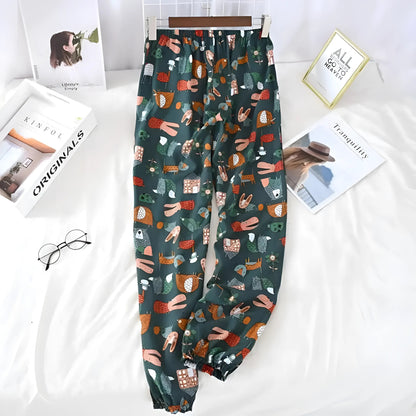 Green Colourful Patterned Pyjama Trousers