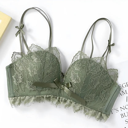 Green Lace Bra with Bows