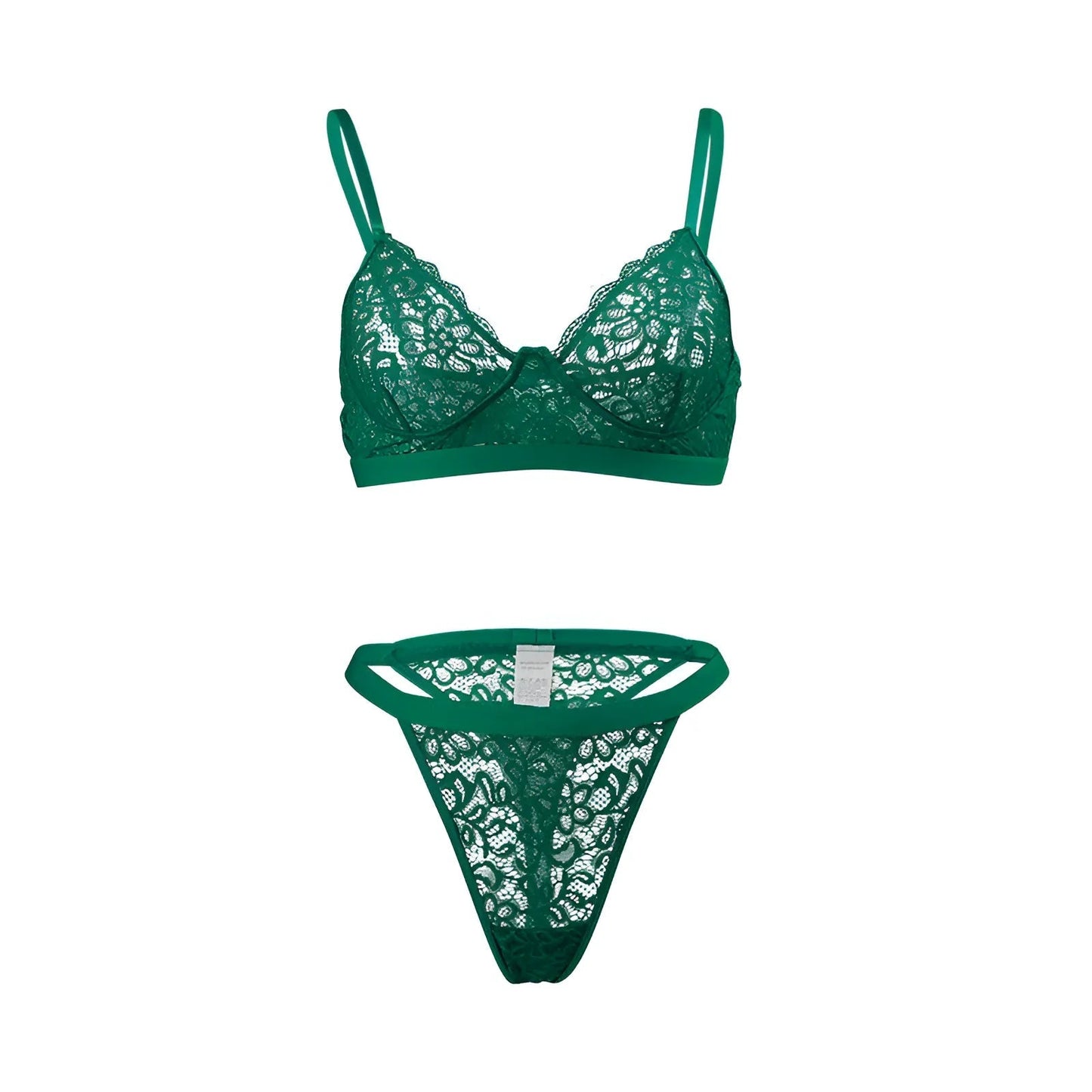 Green Lace Lingerie Set with Delicate Thin Straps