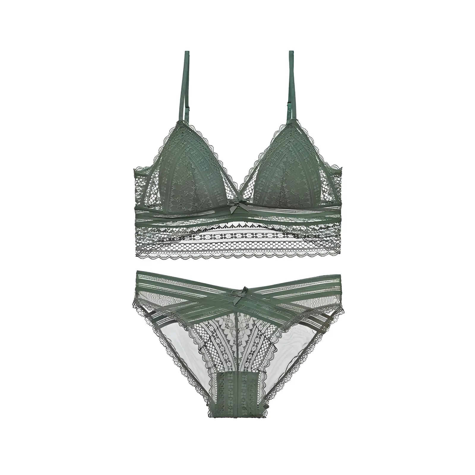 Green Lace Lingerie Set with Low Back