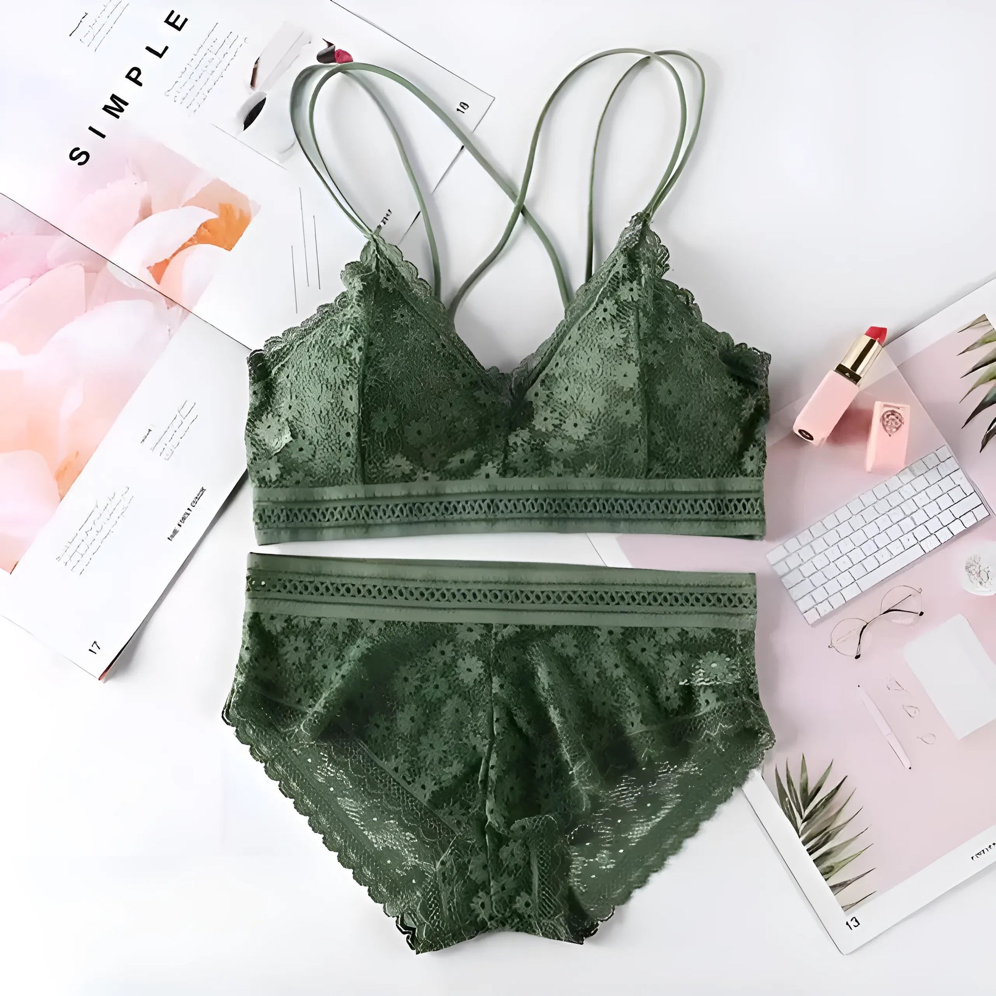 Green Lace Nightwear Set