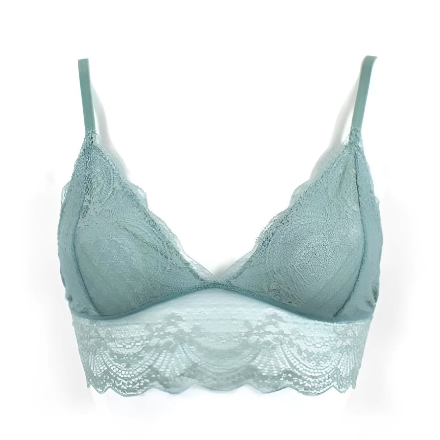 Green Lace Triangle Bralette with Low Rise