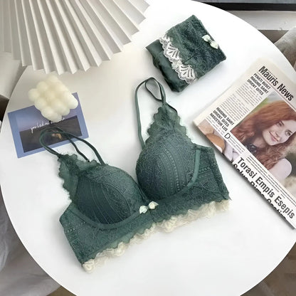 Green Lace Trim Bra