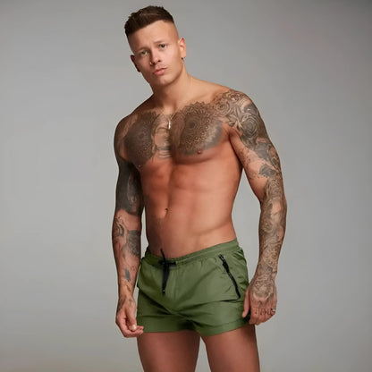 Green Men's Swim Shorts with Pocket