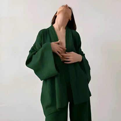 Green Muslin Pyjama with Tie Detail