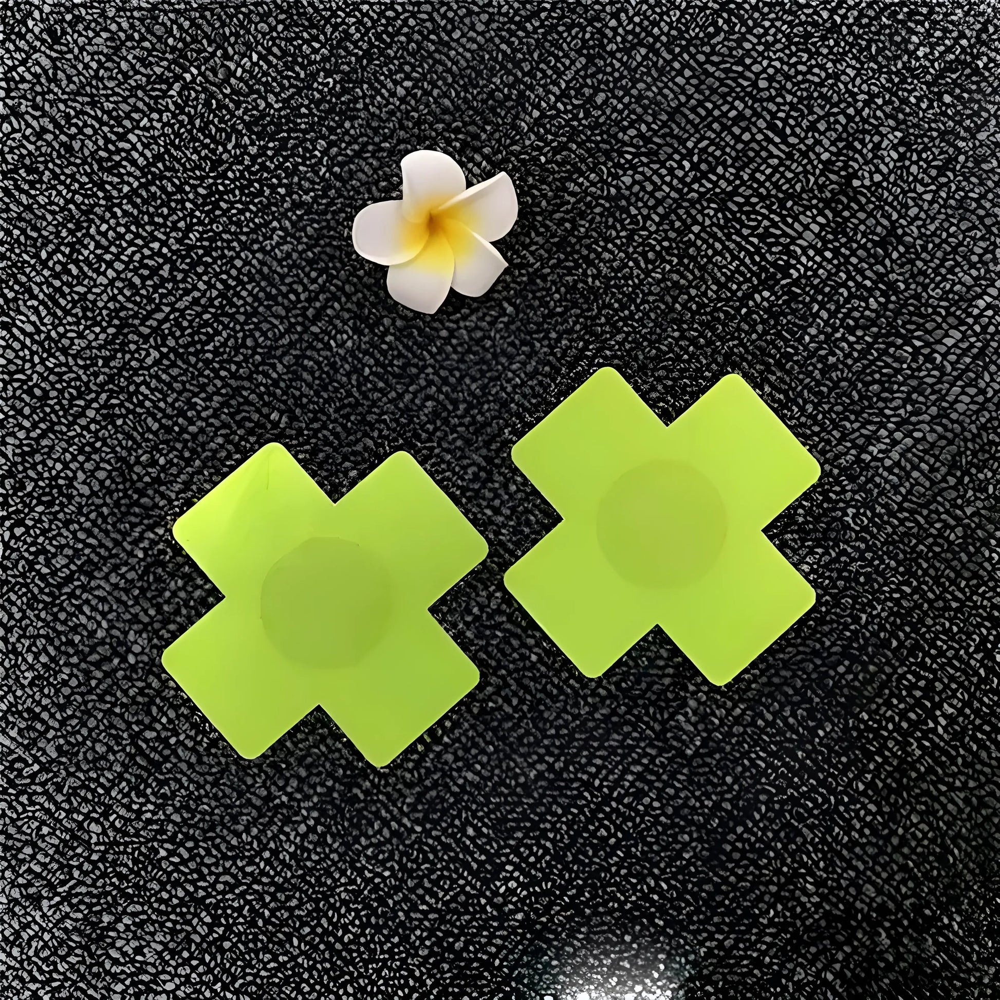 Green Nipple Cover Stickers in 'X' Shape