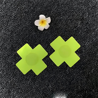 Green Nipple Cover Stickers in 'X' Shape