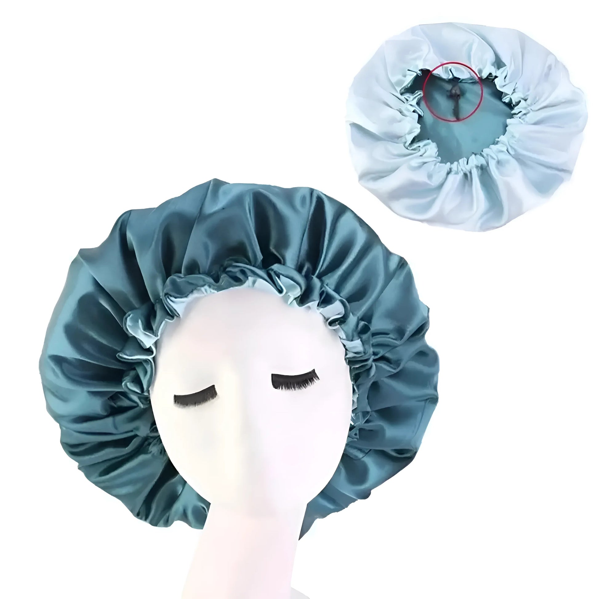 Green Satin Sleep Cap with Adjustable Drawstring