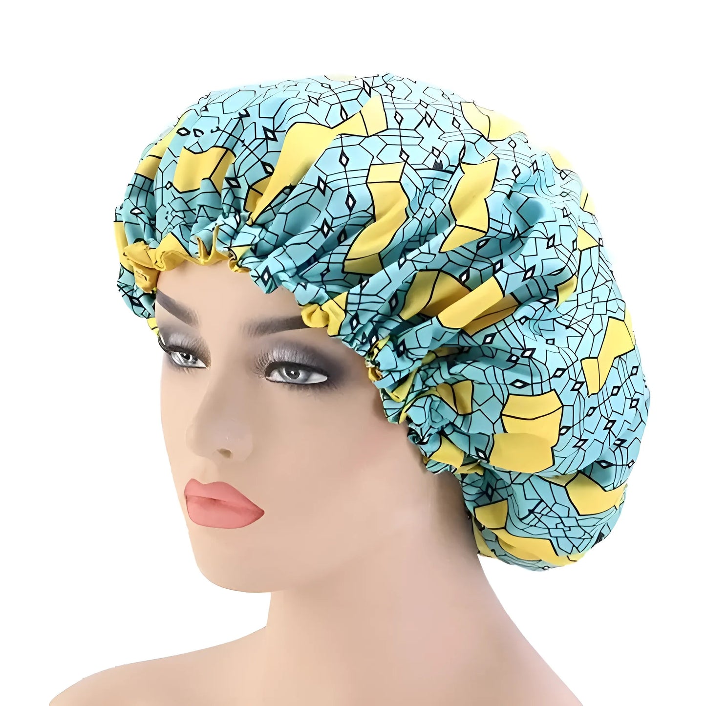 Green Satin Sleep Cap with Patterns