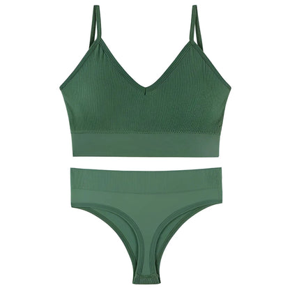 Green Seamless Lingerie Set