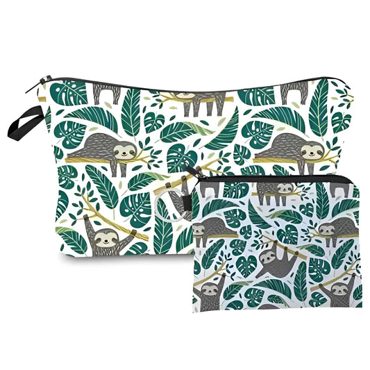 Green Set of Two Zip Cosmetic Bags