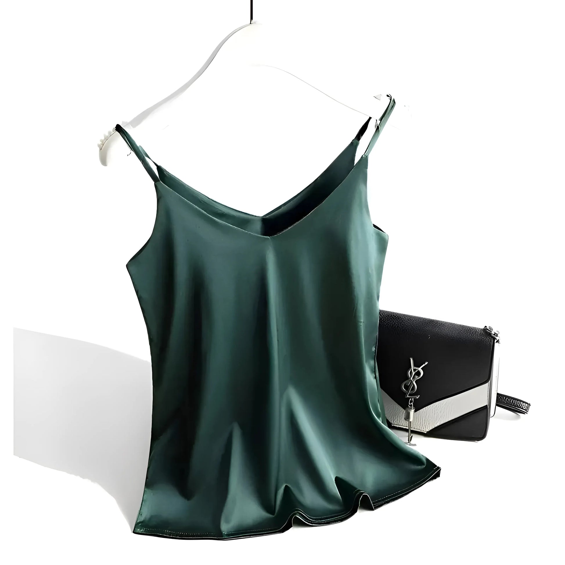 Green Silk Satin Women's Camisole