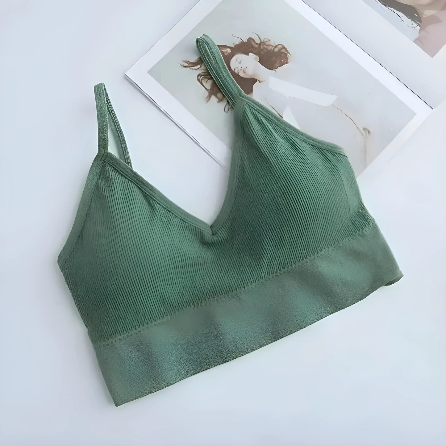 Green Thin Strapped Sports Bra