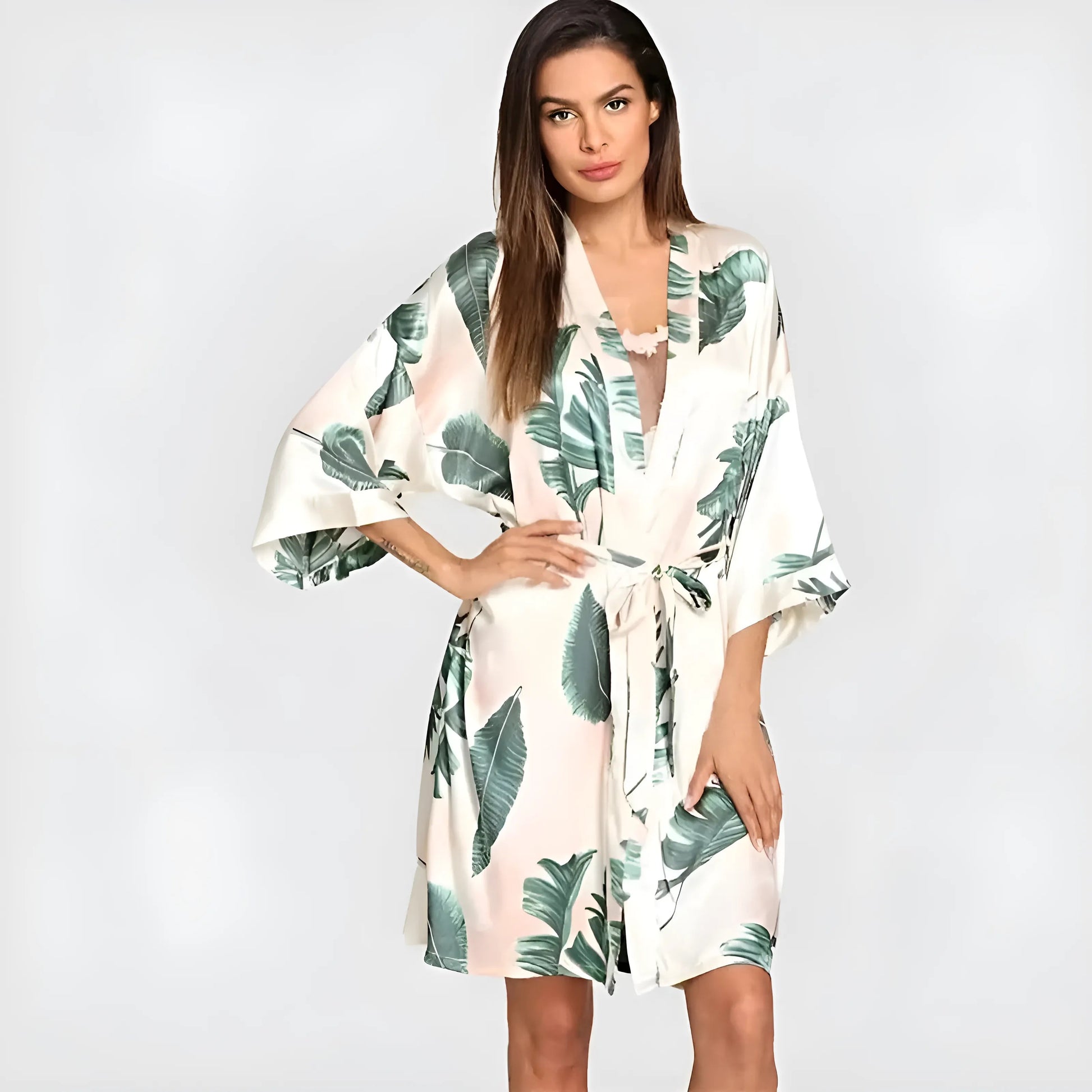 Green Tropical Print Women's Poncho