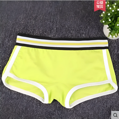 Green Women's Boxer Briefs with Colourful Waistband