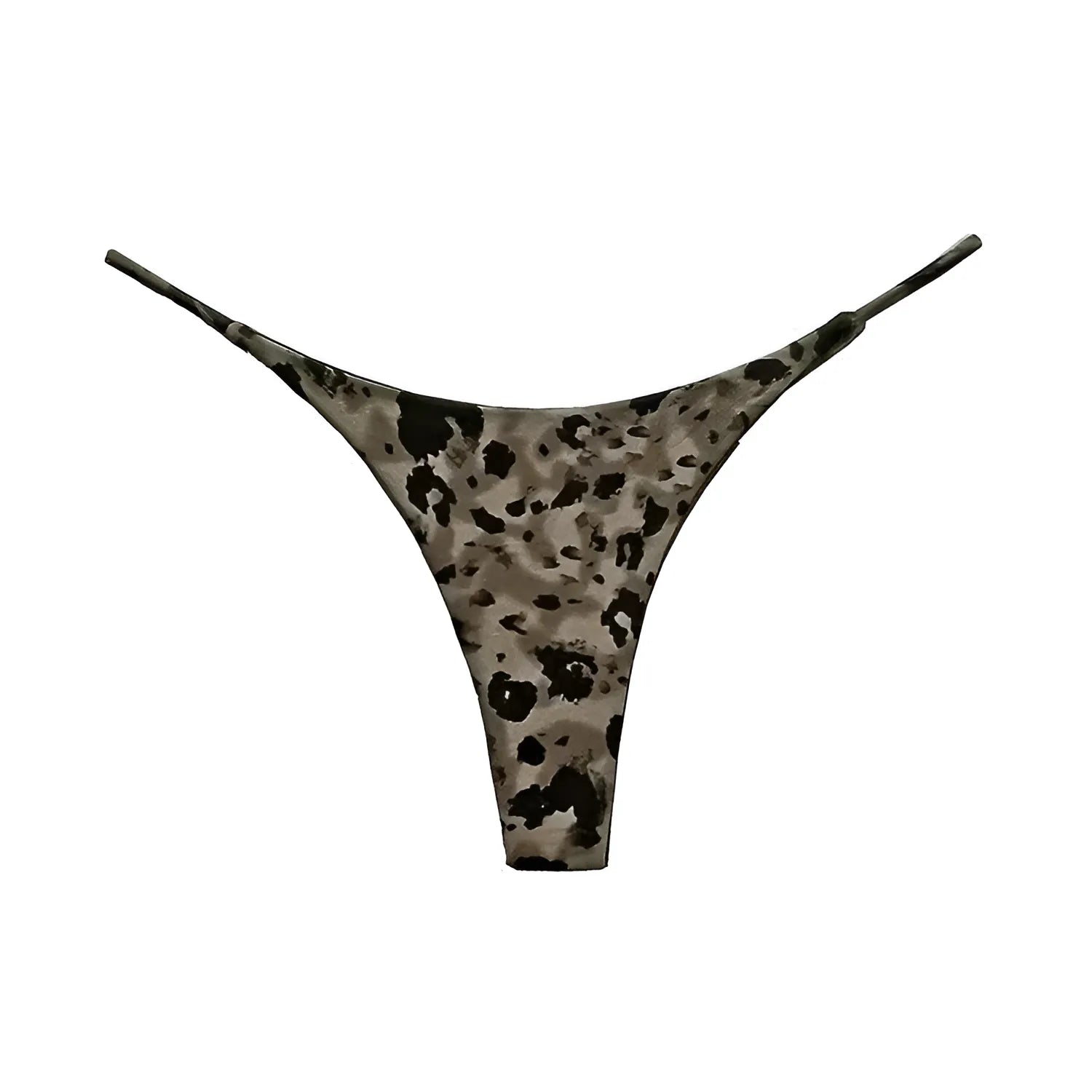 Grey Cut-Out Leopard Print Strings