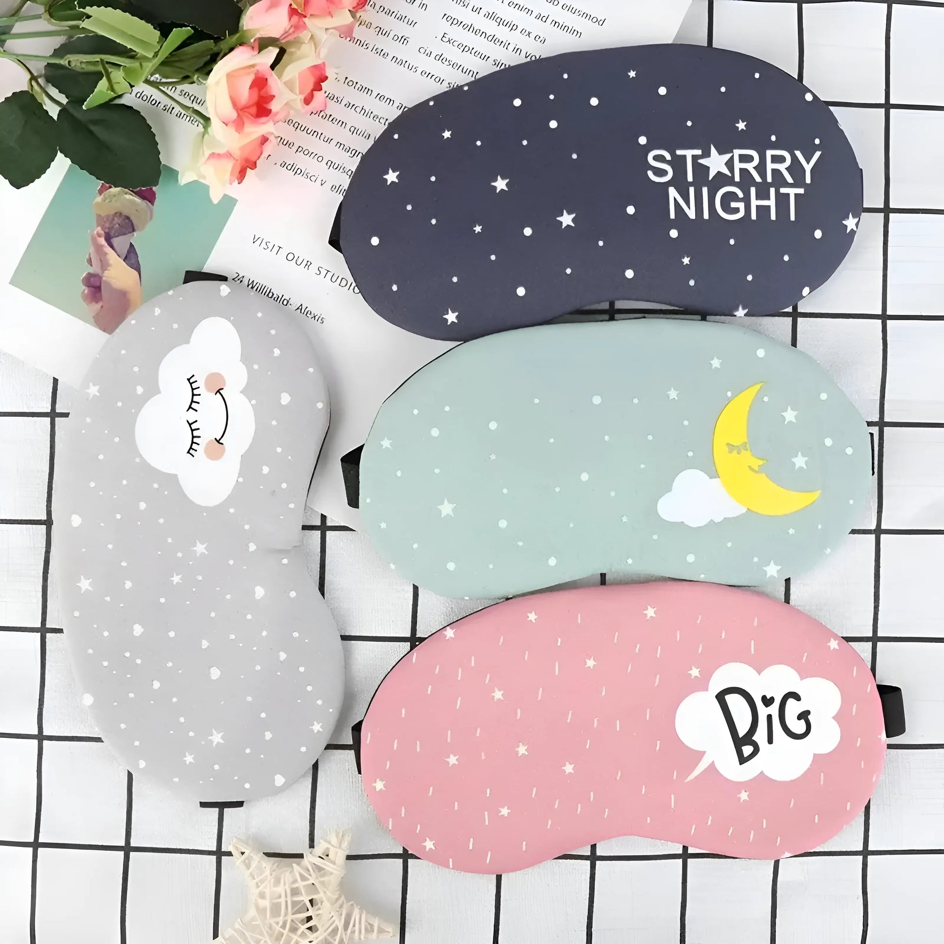 Grey Eye Mask with Delicate Patterns