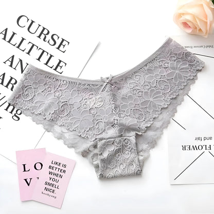 Grey Lace Knickers in Pastel Colours