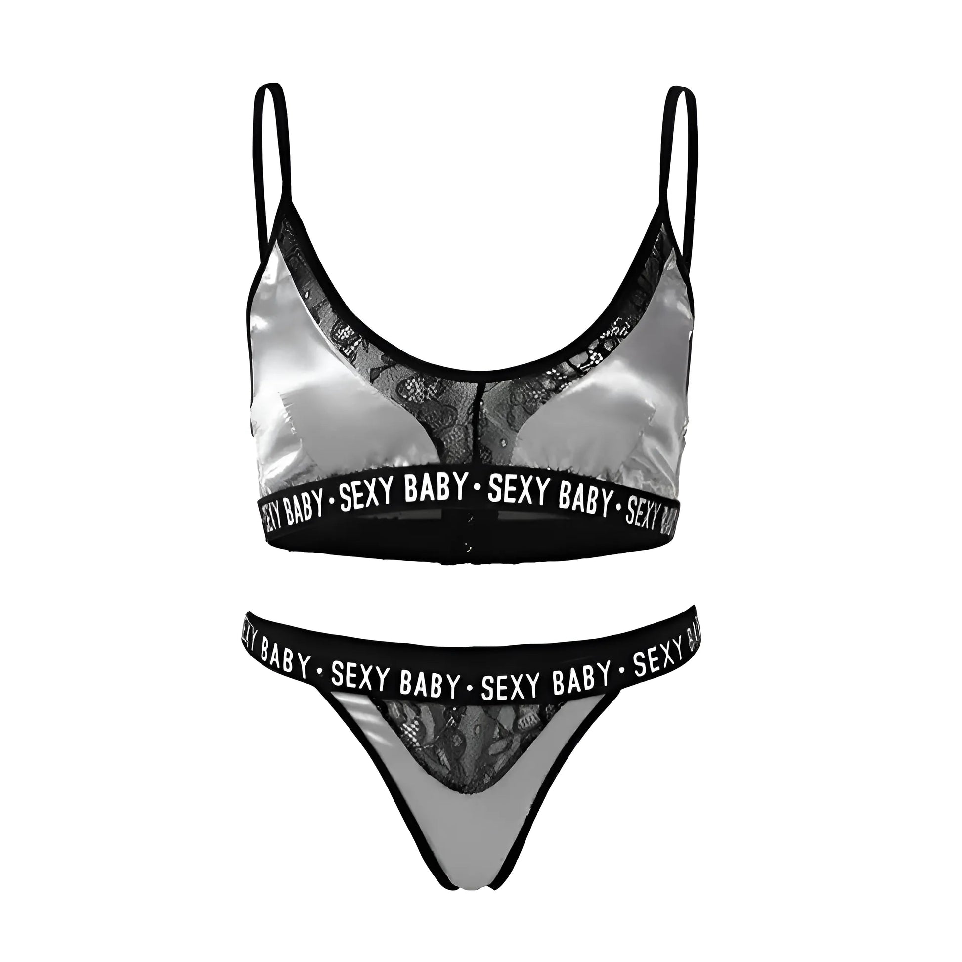 Grey Lace Lingerie Set - SEXY BABY