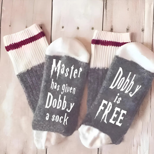 Grey Long Socks with Funny Quotes