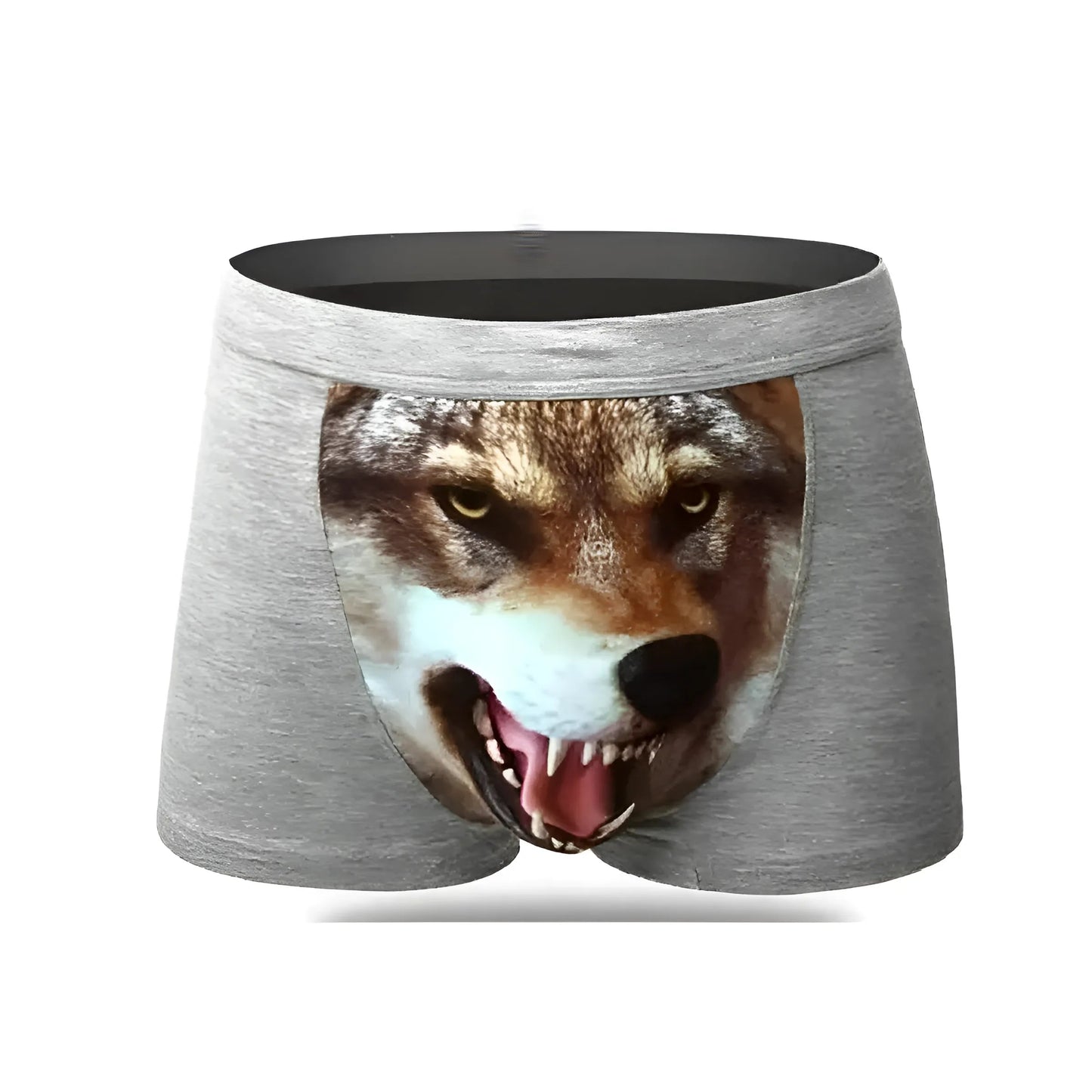 Grey Men's Boxer Shorts with Wolf Design