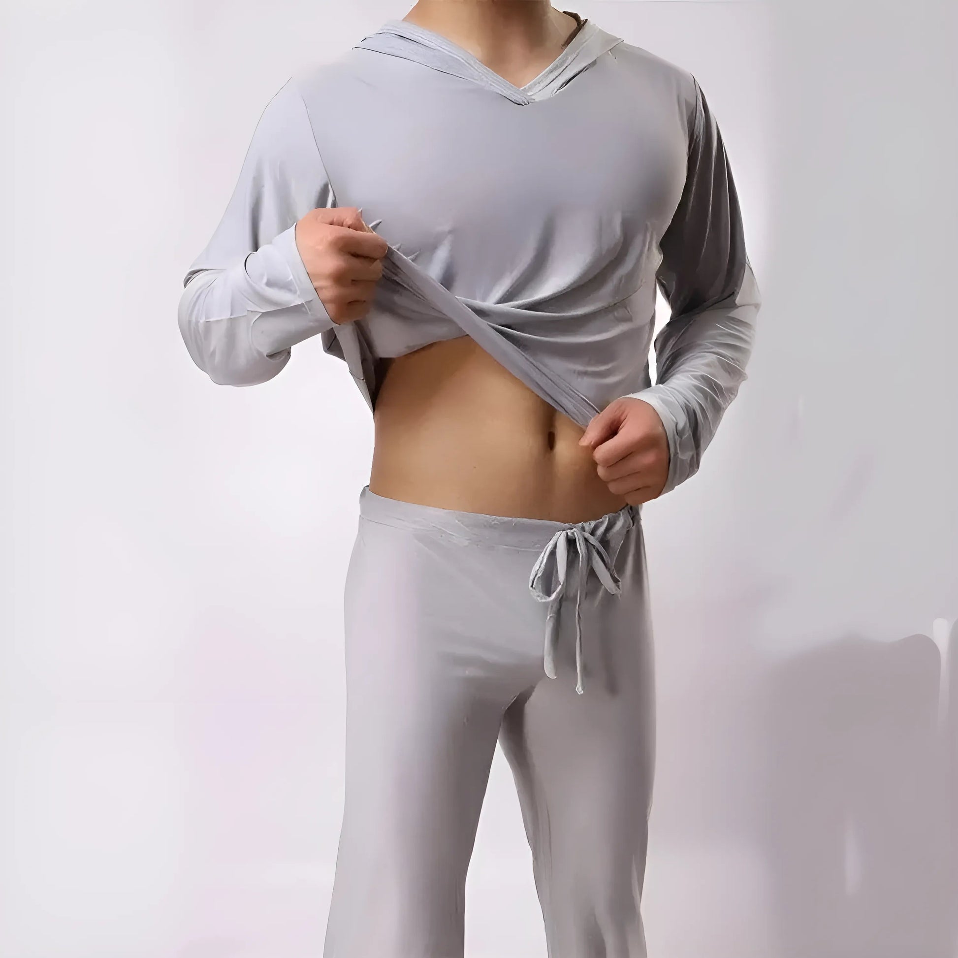 Grey Men's Hooded Pyjama Set