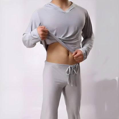 Grey Men's Hooded Pyjama Set