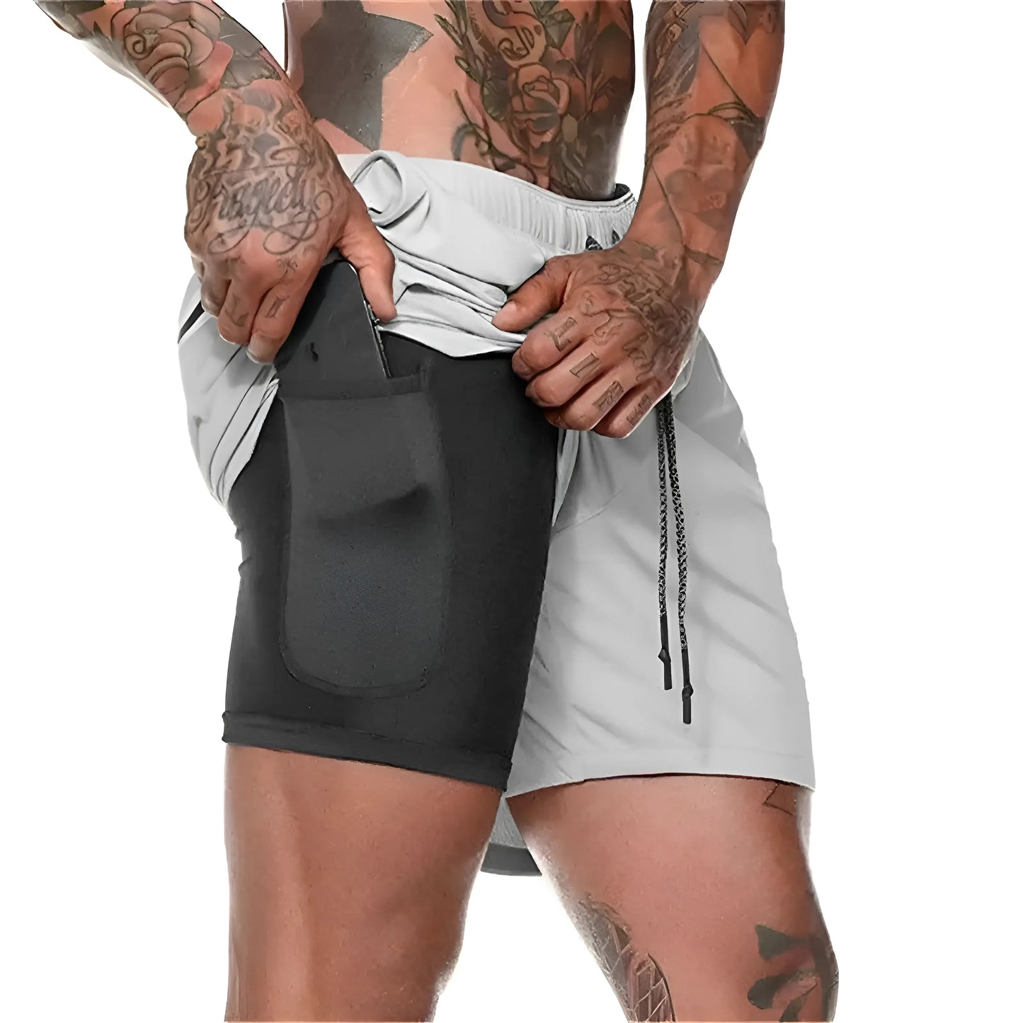 Grey Men's Long Swim Shorts