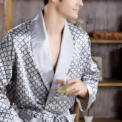 Grey Men's Patterned Robe