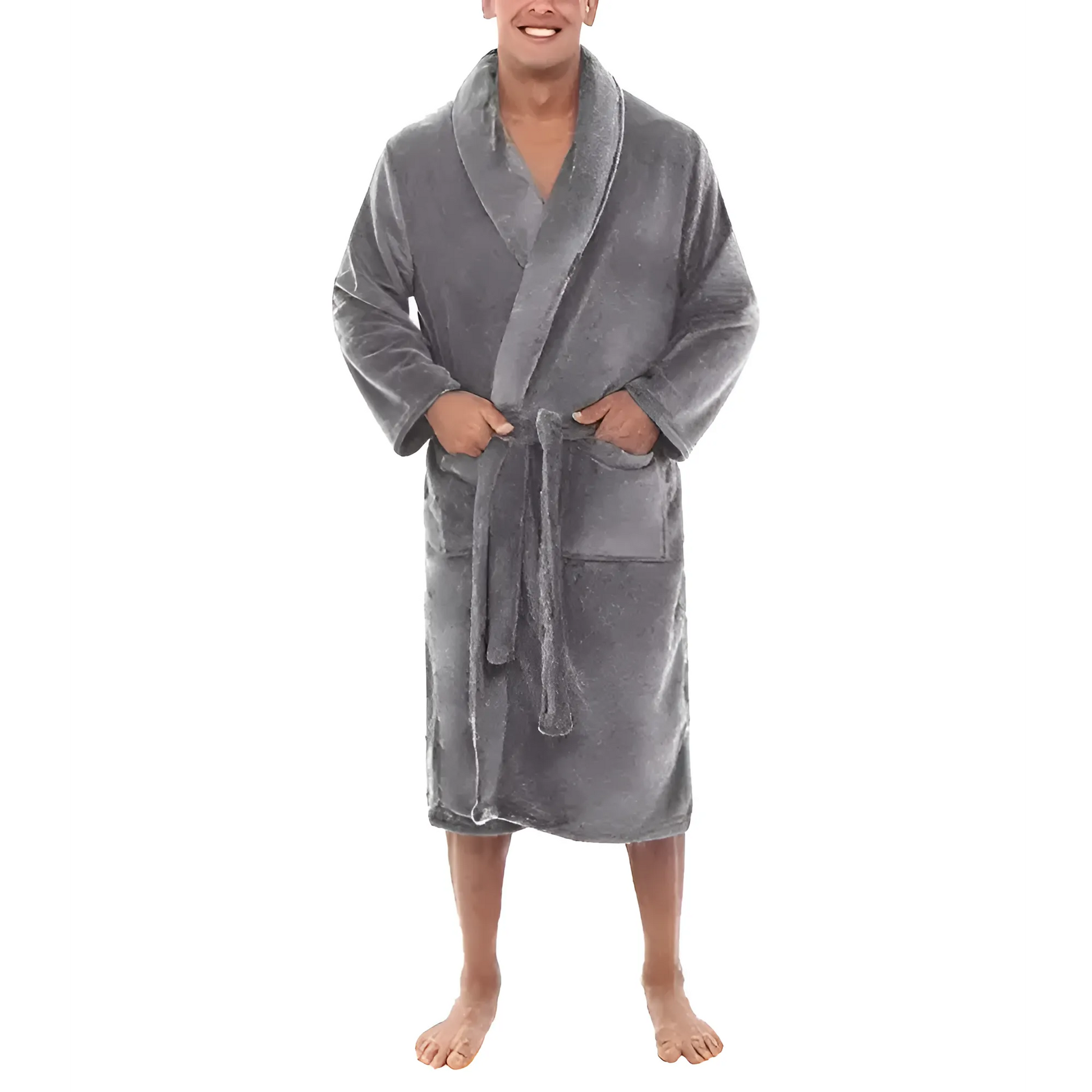 Grey Men's Velvet Bathrobe