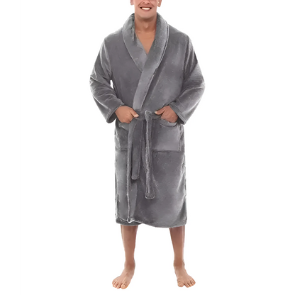 Grey Men's Velvet Bathrobe