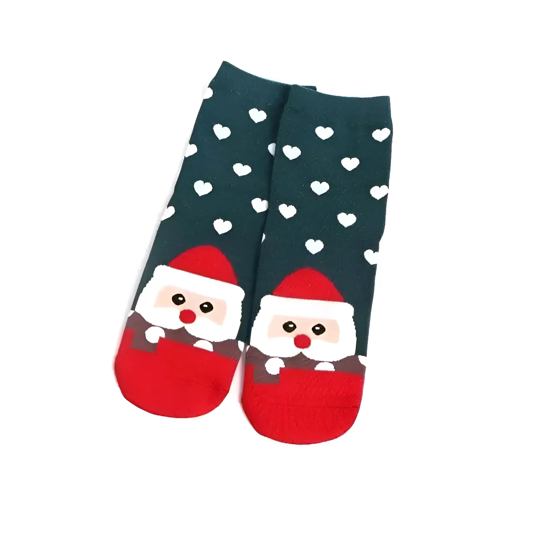 Grey-Red Ankle Socks with Festive Patterns